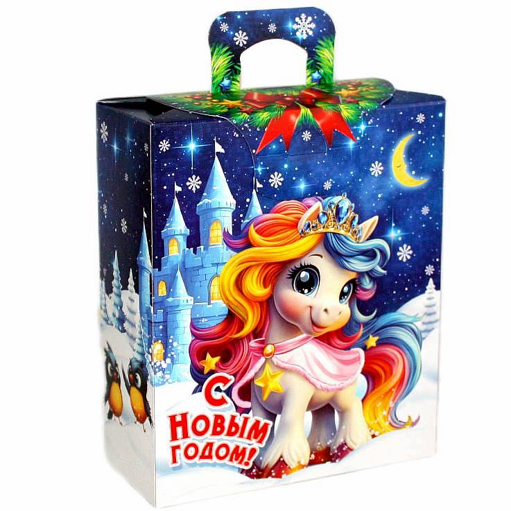 Сладкий новогодний подарок в картонной упаковке весом 800 грамм